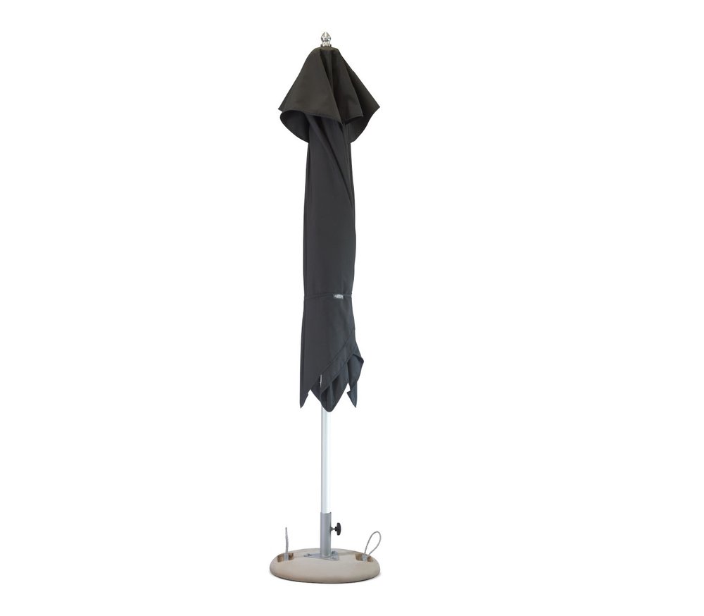 13' Black Polyester Round Tilt Cantilever Patio Umbrella with Stand