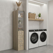 18" Natural Wood Freestanding Single Door Bathroom Vanity And Three Drawers