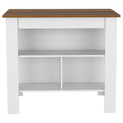 35" X 41" Brown And White Stainless Steel and Wood Counter And Utility Cabinet Utility Sink