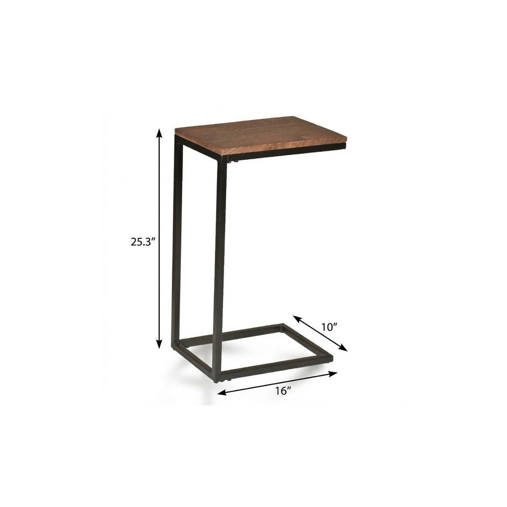 25" Black And Chestnut Solid Wood Rectangular End Table