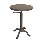 Gunmetal and Brown Iron Height Adjustable Round Pedestal End Table