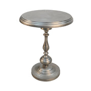 24" Nickel Iron Round Pedestal End Table