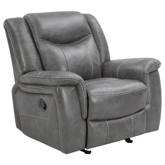 Encino - Upholstered Padded Arm Glider Recliner - Gray