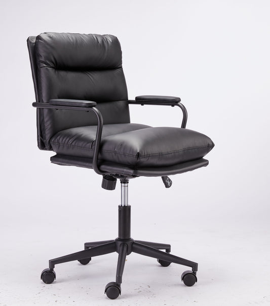 Office Chair Mid Back Desk Chair Modern Excutive Office Chair With Arms And Wheels For Home Office - Black