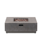 Modern Square Iron Fire Pit 50, 000 Btu - Stone Gray