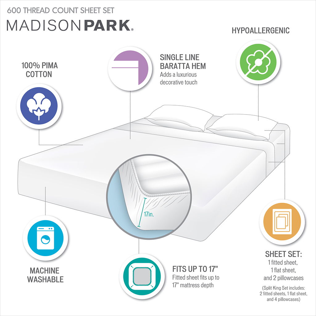 600 Thread Count - Sheet Set - White