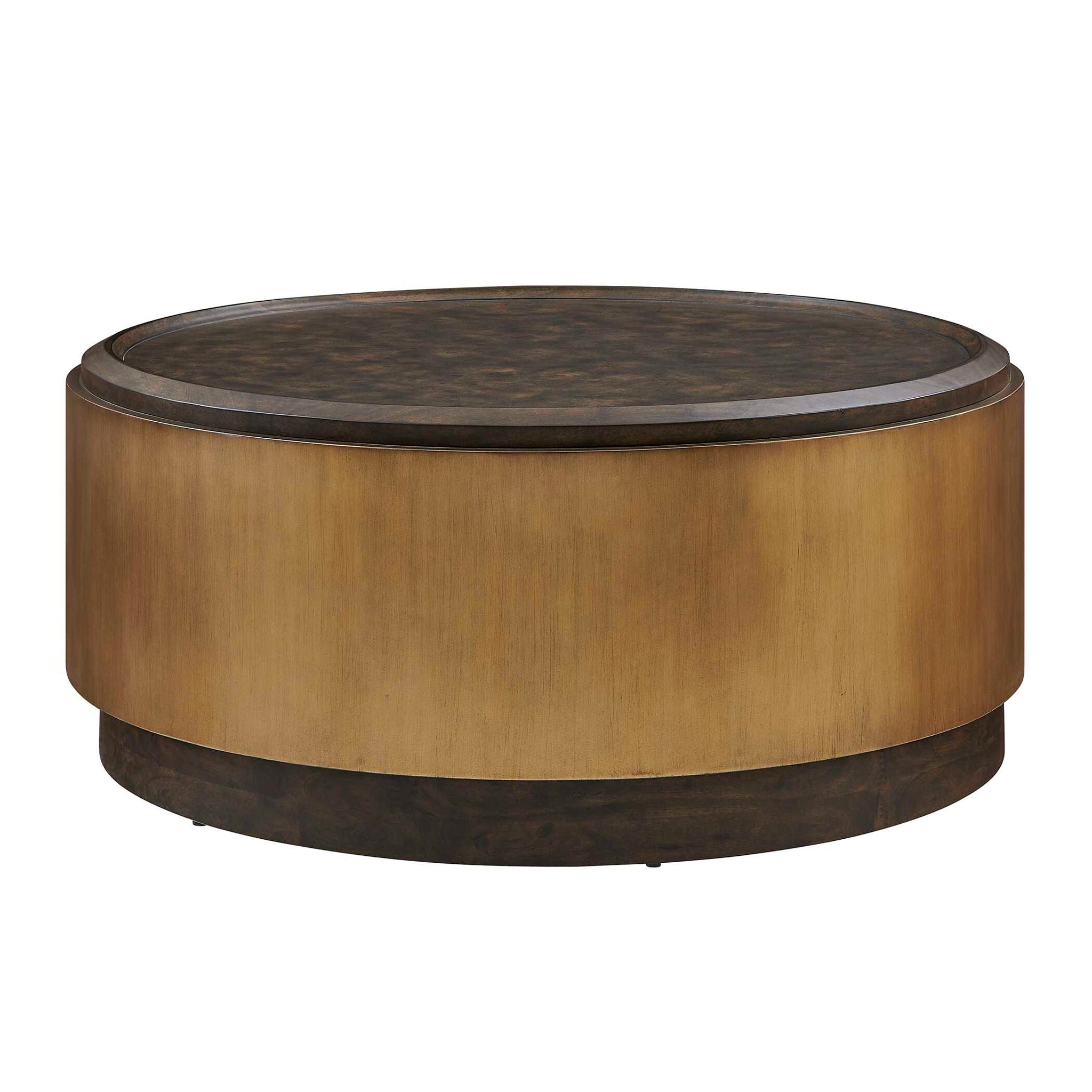 Parrish - Round Coffee Table - Brass / Woodtone