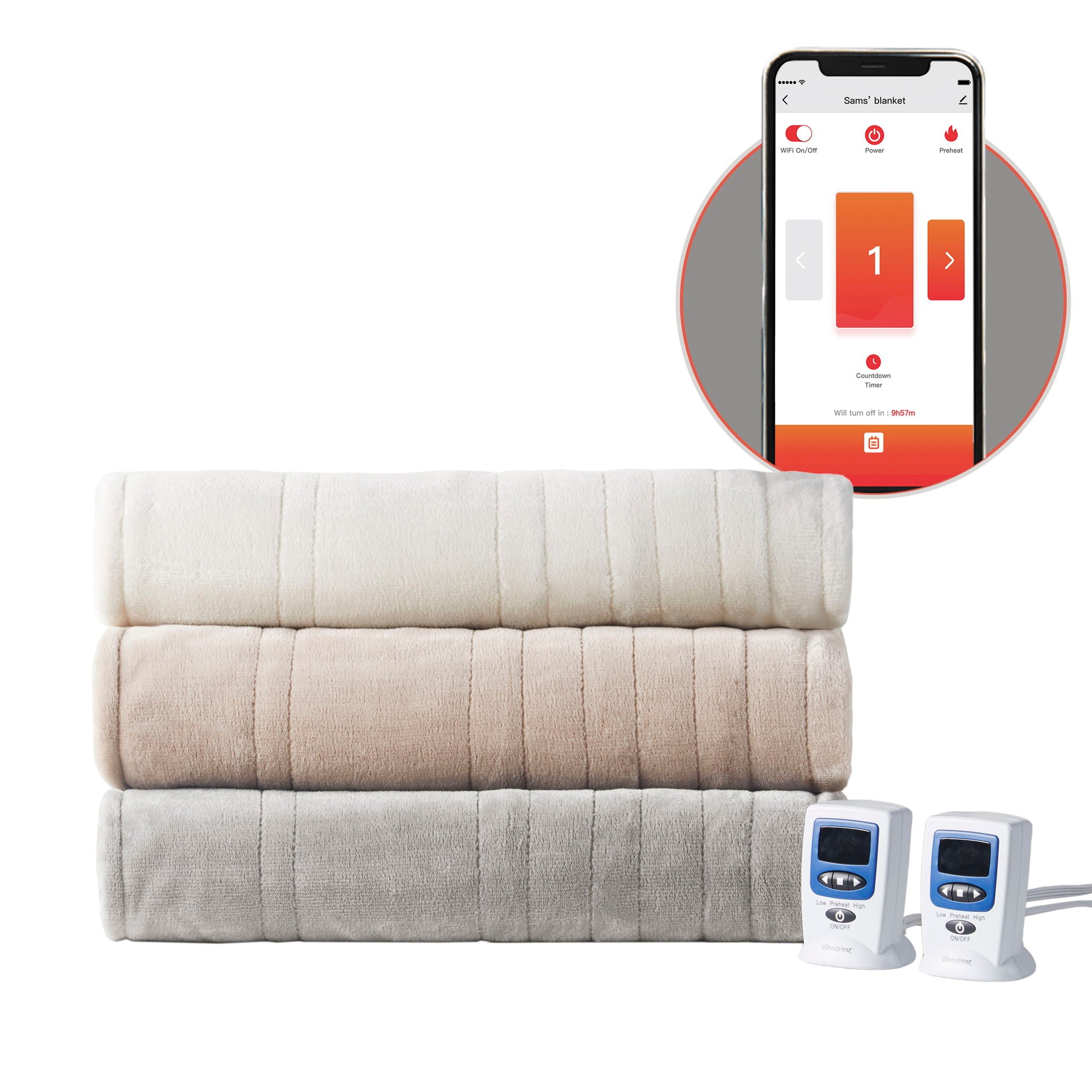 Microplush - King Heated Blanket With Wifi Technology - Gray