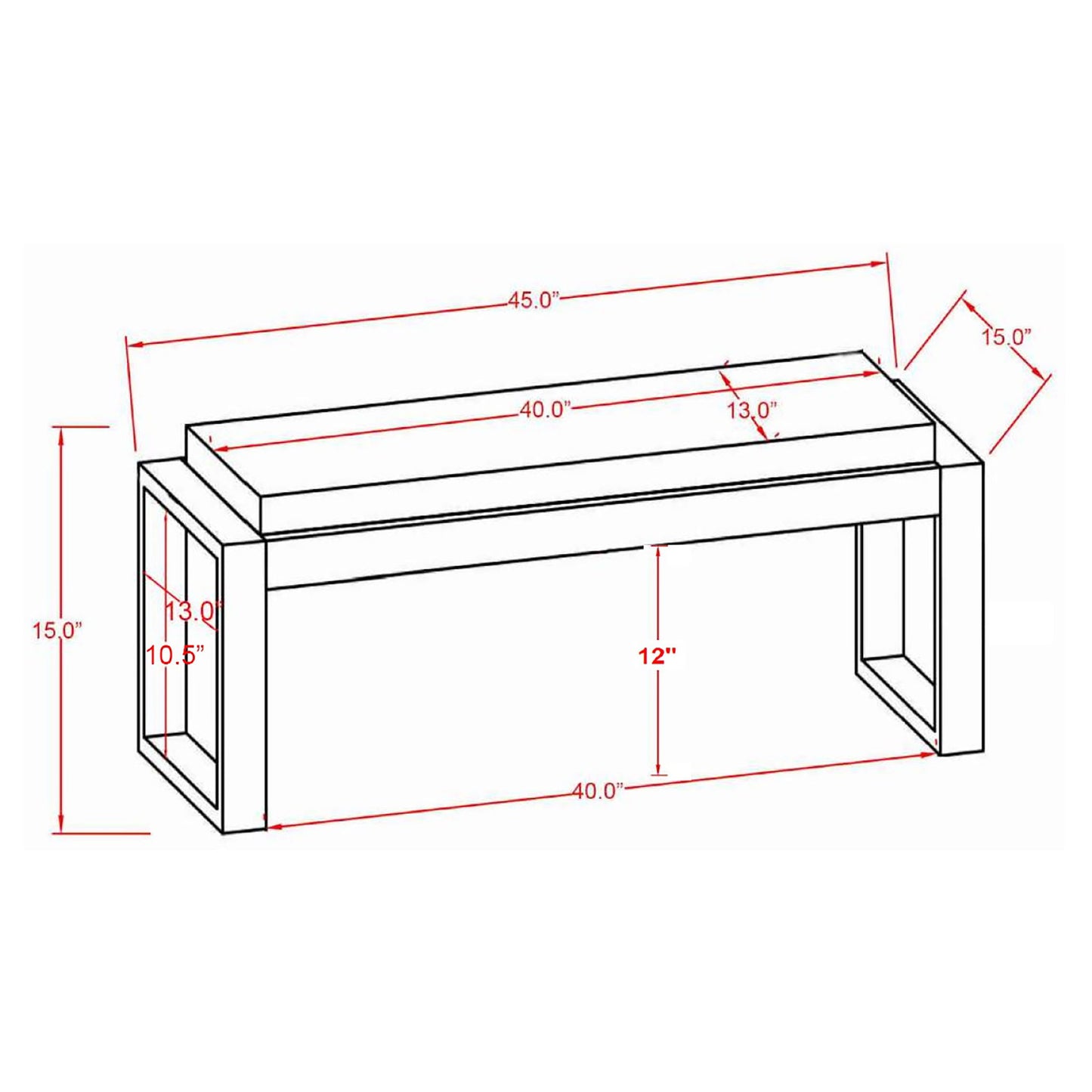 Sled - Leg Accent Bench With Abstract Upholstery - White
