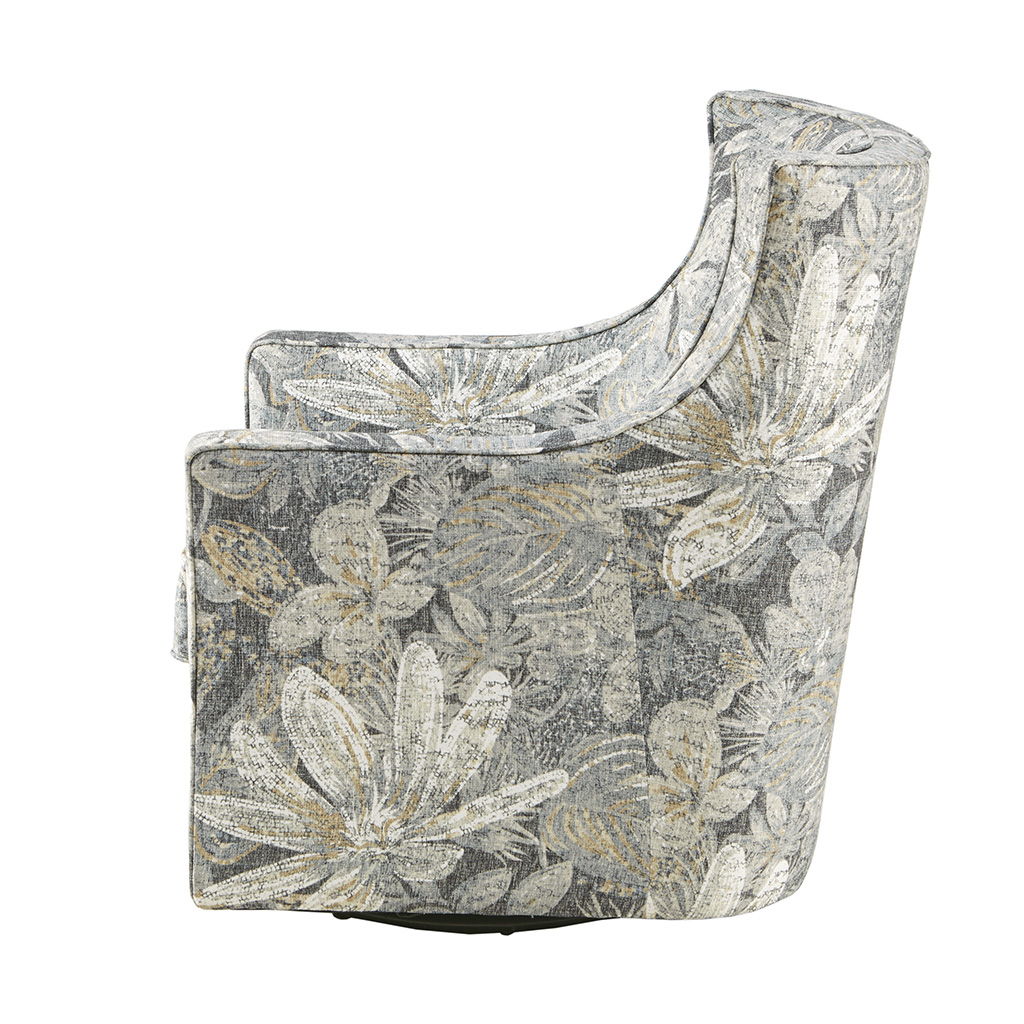 Alana - Curve Back Swivel Glider Chair - Blue Multi