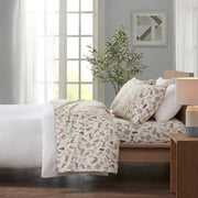 Cozy Flannel - 4 Piece California King Printed Sheet Set - Tan land Winter