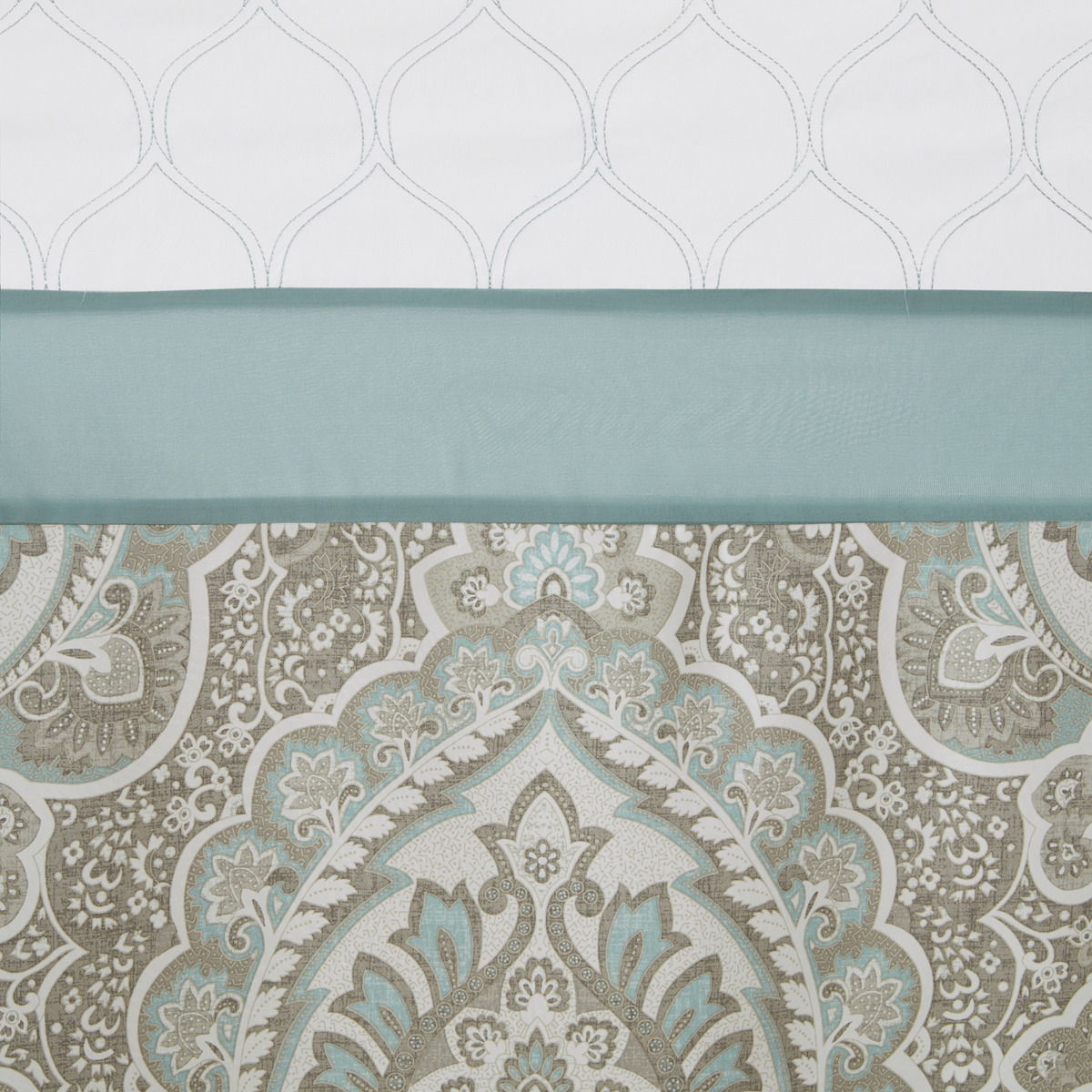 Shawnee - Printed And Embroidered Shower Curtain - Seafoam