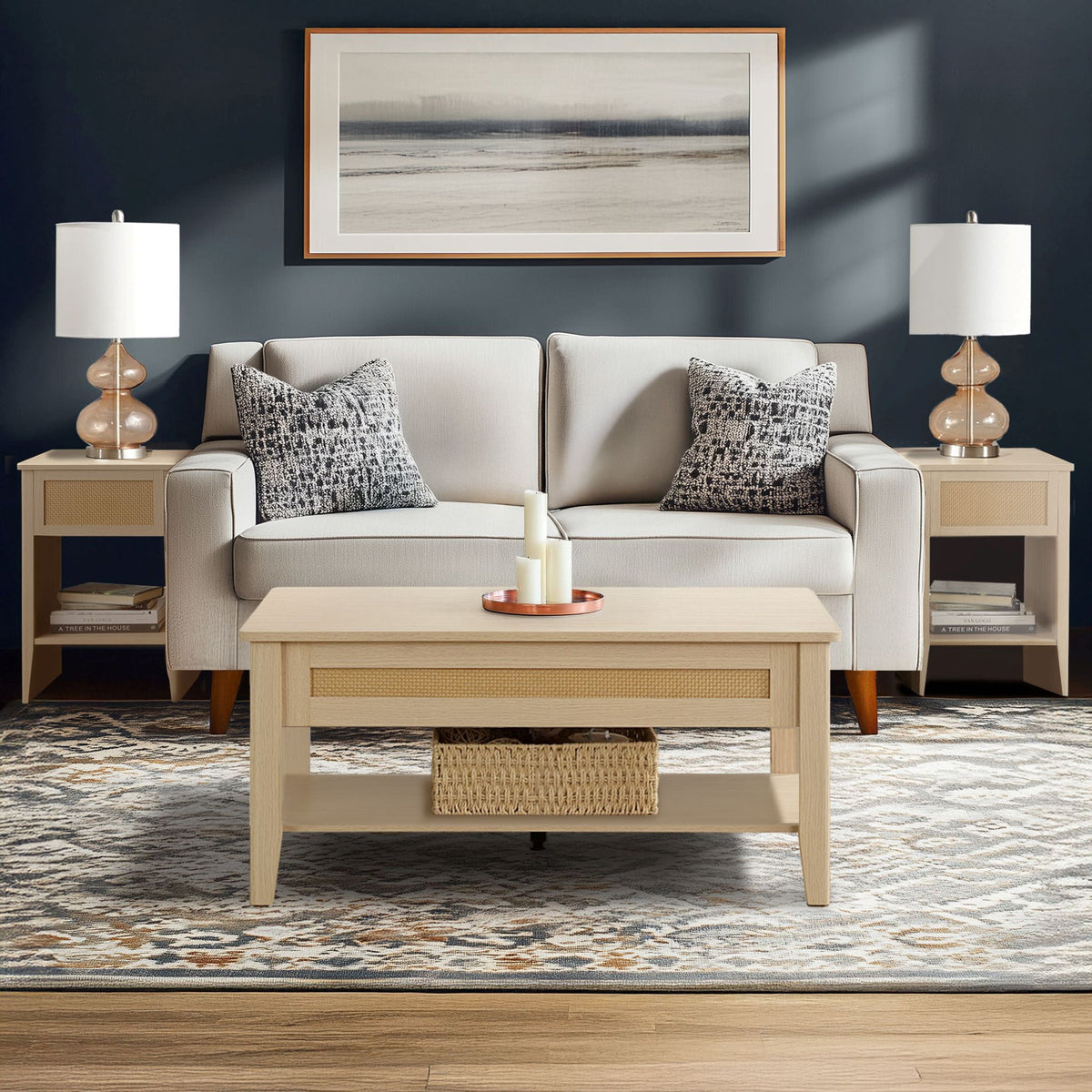 Lennox - Lift-Top Coffee Table With Storage & Lower Open Shelf - Natural