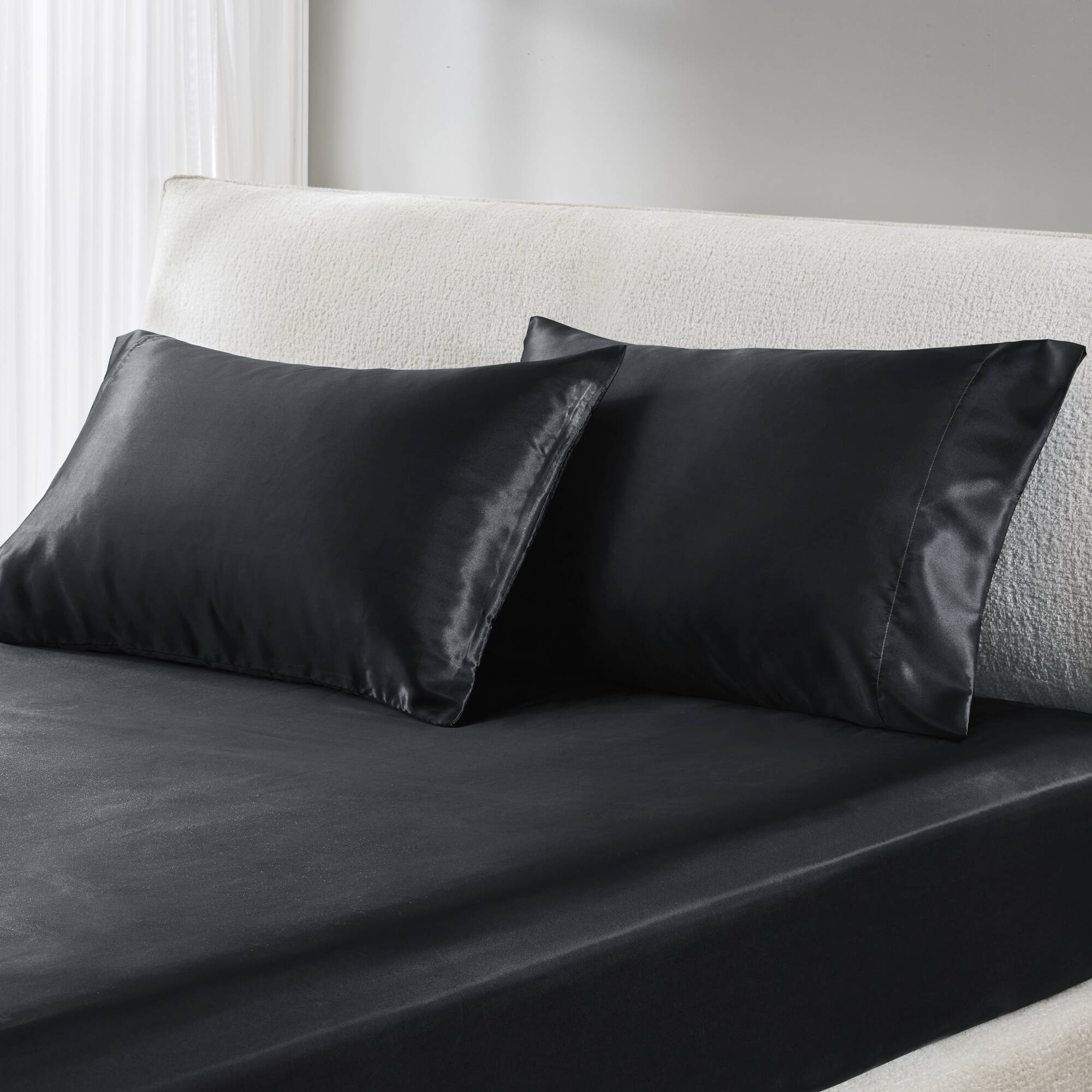 Satin - King Pillowcases (Set of 2) - Black