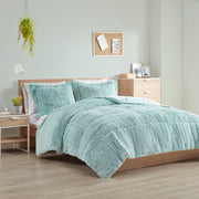 Malea - Twin Shaggy Long Comforter Mini Set - Aqua