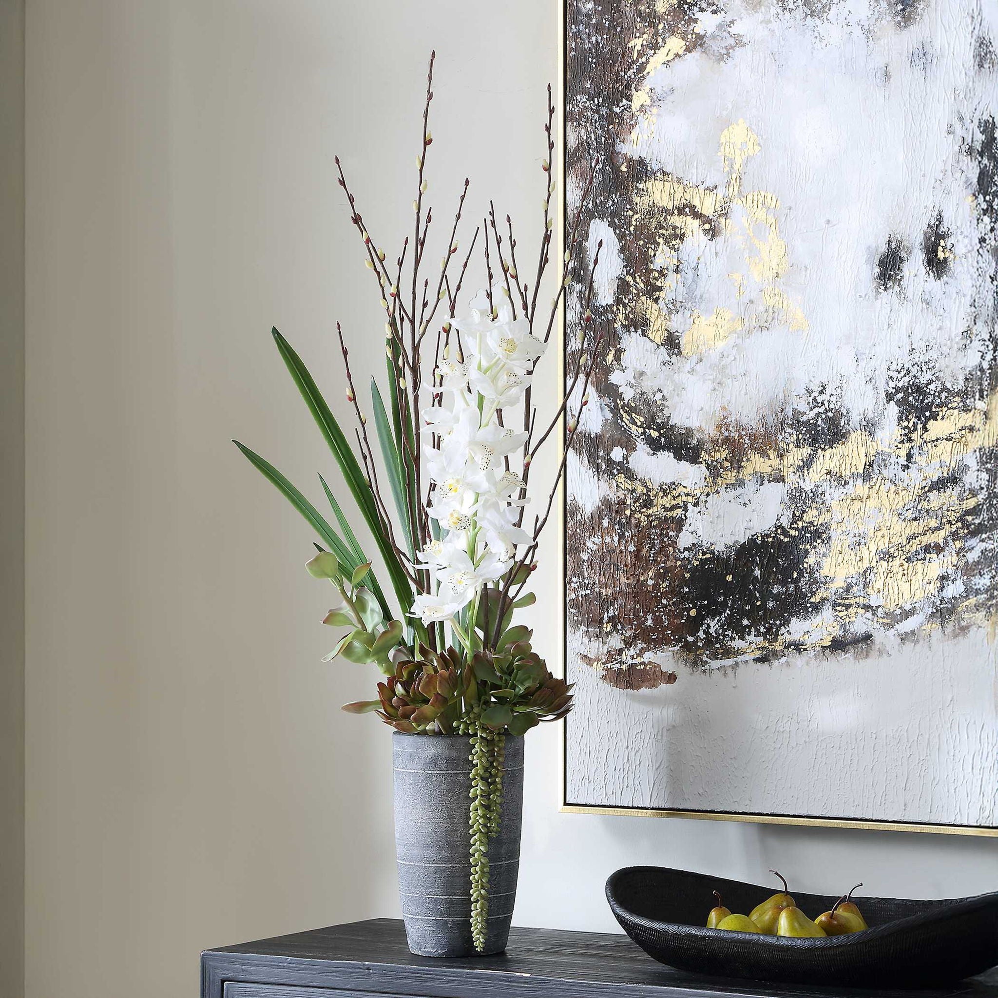 Eterna Orchid - Centerpiece & Vase - Black / Green / White