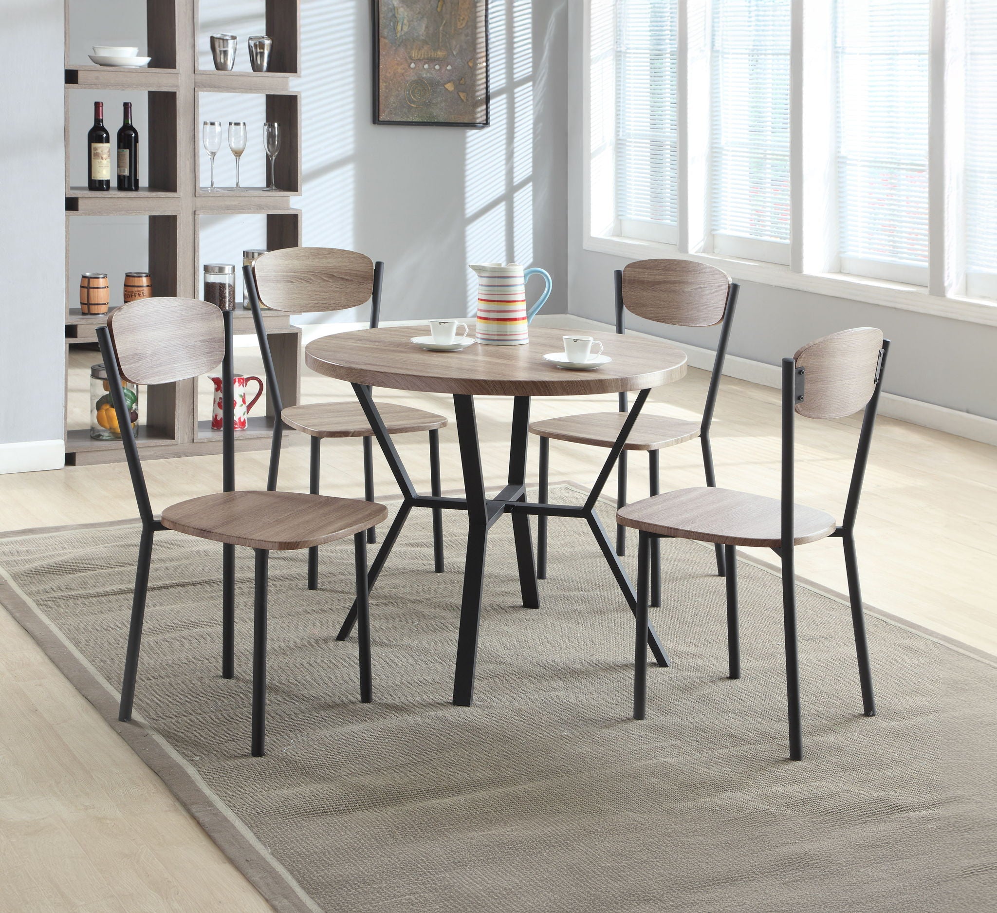 Blake - 5 Piece Round Dining Set - Light Brown