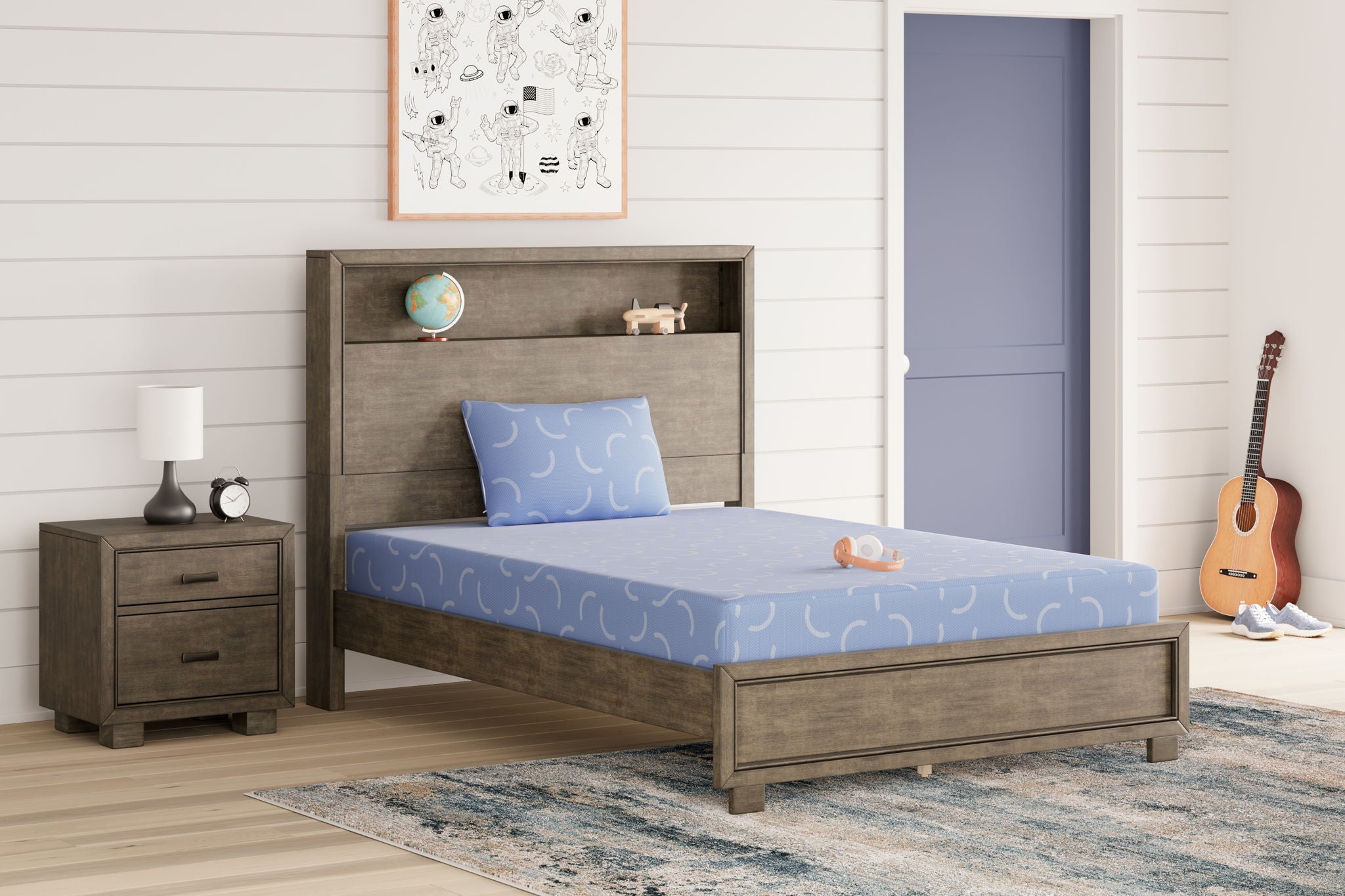 Ikidz Ocean - Mattress Twin size And Pillow Set of 2 - Blue
