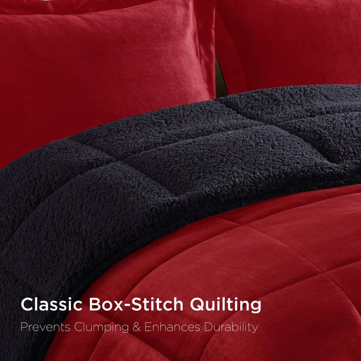 Alton - King Down Alternative Comforter Set - Red / Black