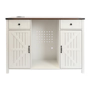 Coffee Bar With Mini Fridge Space & Built In Charging Station, Large Bar Cabinet With Drawers & Adjustable Shelves For Kitchen - White