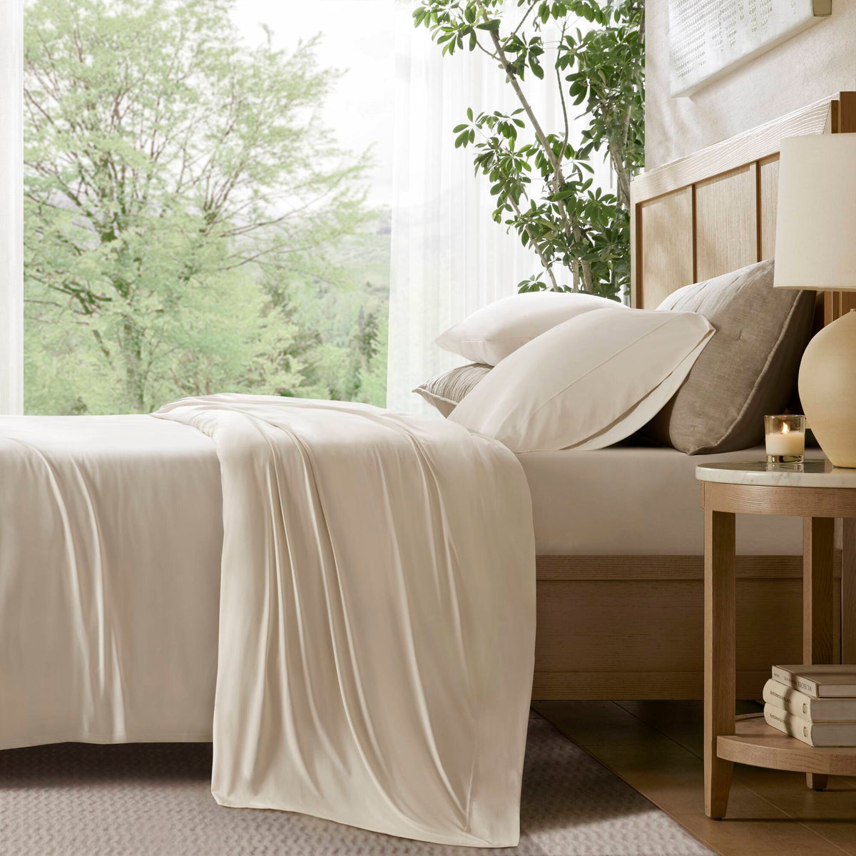 California King Stretch Jersey Sheet Set - Ivory