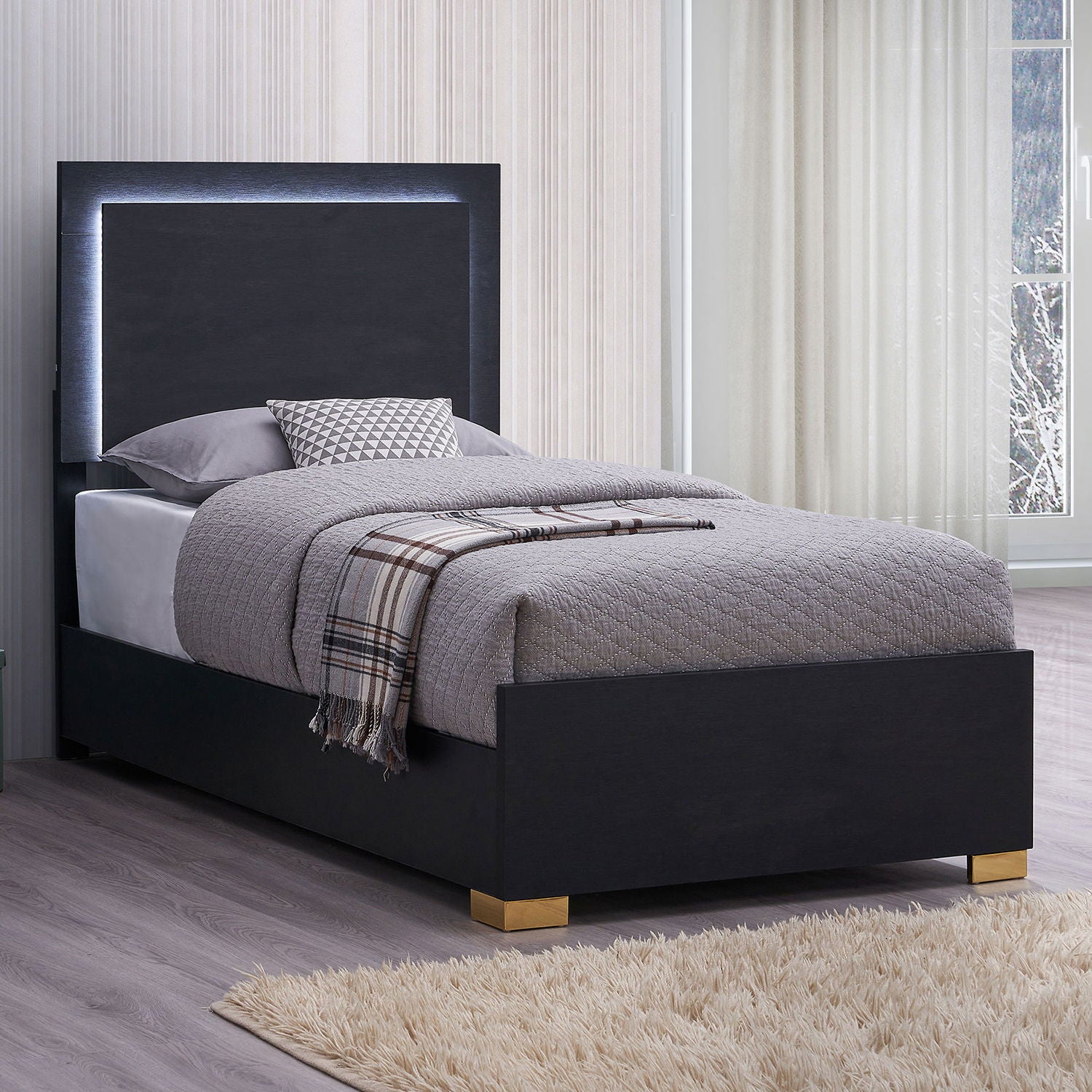 Jeremiah - LED Panel Bed With Touch Controlled Lighting