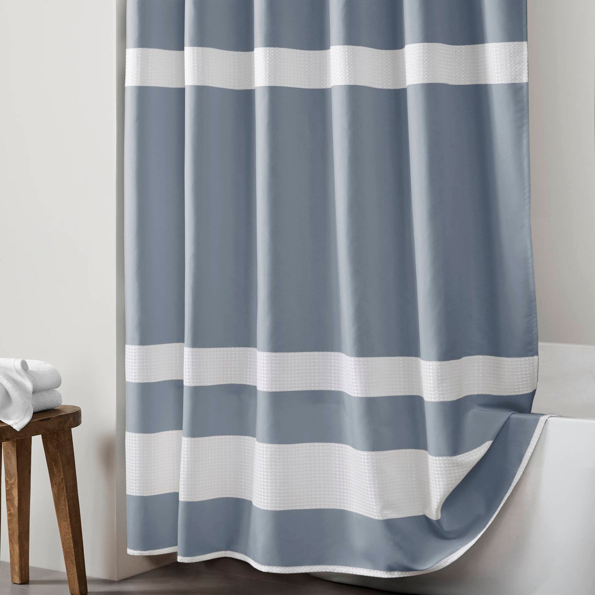 Spa Waffle - 72" x 78" Shower Curtain With 3M Treatment - Dark Blue