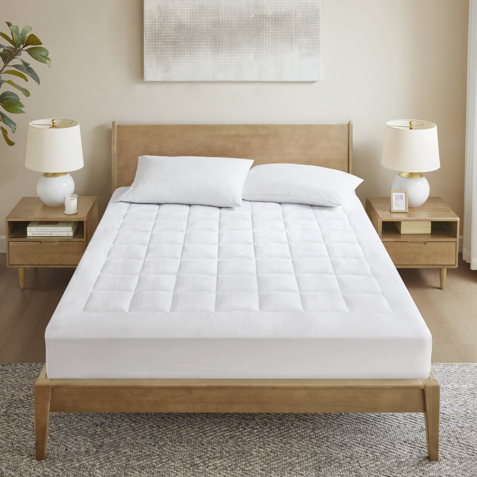 Cloud Soft - King Overfilled Hypoallergenic Down Alternative Waterproof Mattress Pad - White