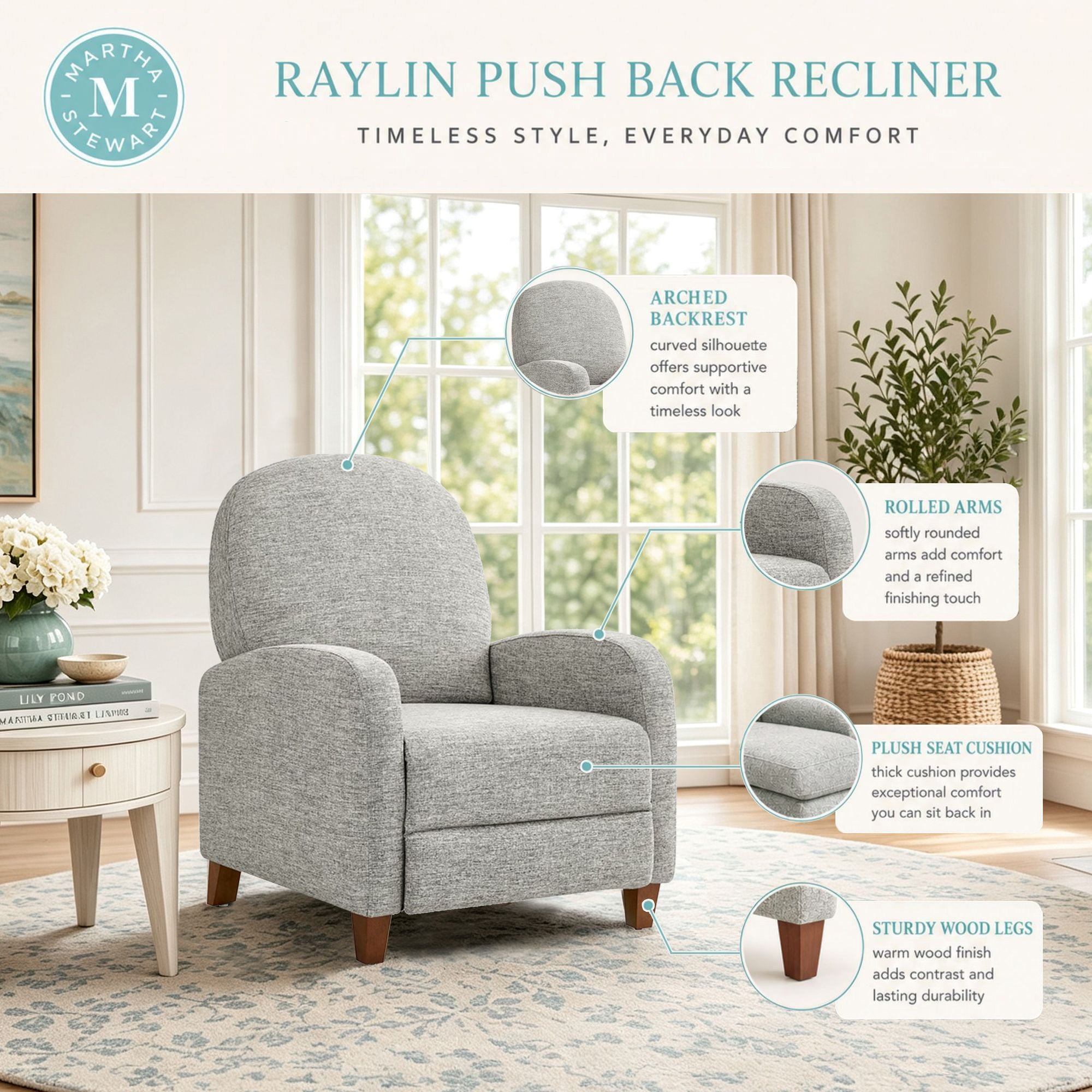Raylin - Upholstered Push Back Recliner - Tan Multi