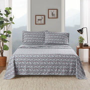 Flannel - 4 Piece King Sheet Set - Gray Ski Jump