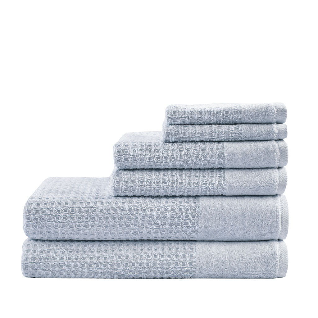 Spa - 6 Piece Jacquard Antimicrobial Towels Set - Blue