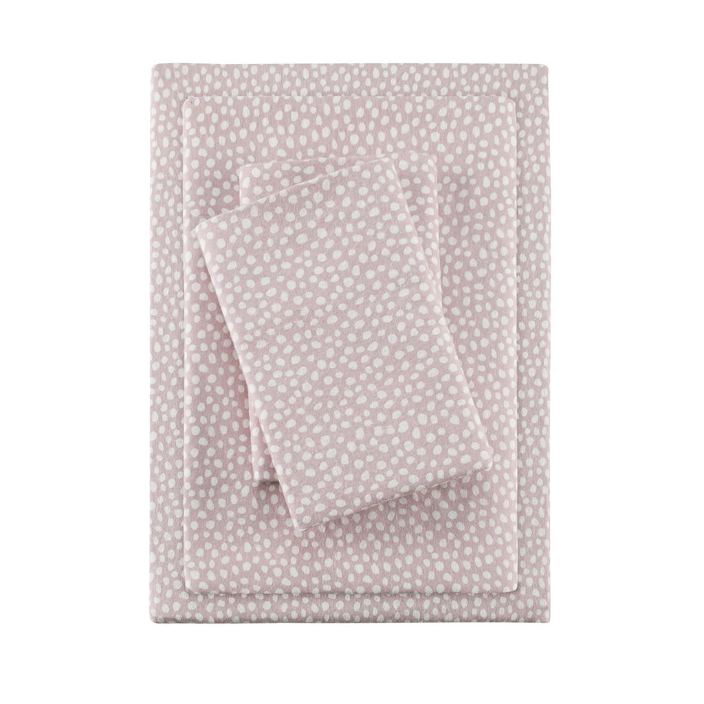 Cozy Flannel - Printed Sheet Set - Blush Dots