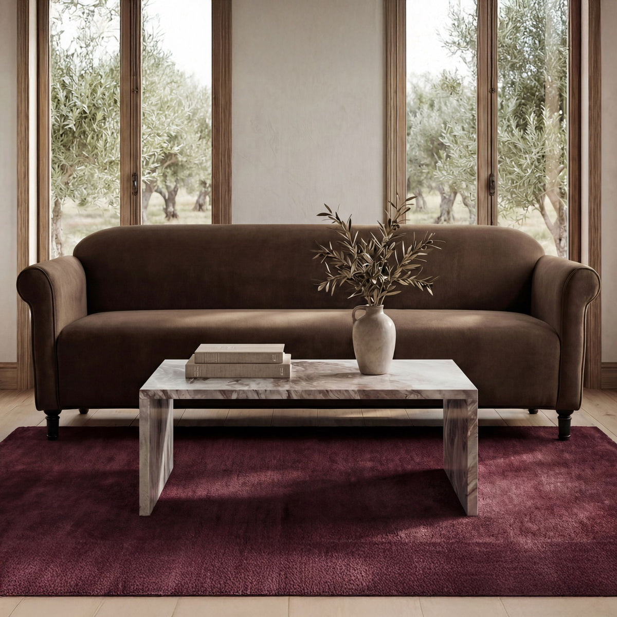 Harmony - Sofa Faux Mohair - Dark Brown