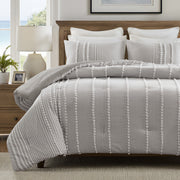 Anslee - 3 Piece King Yarn Dyed Comforter Set - Gray