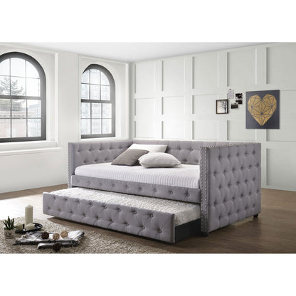 Cross - Upholstered Twin Daybed With Trundle - Gray