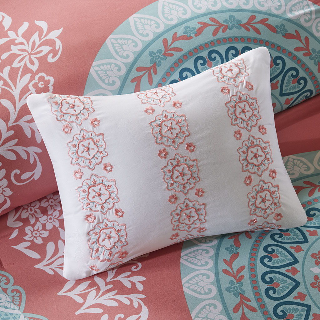 Loretta - Twin Comforter And Sheet Set - Coral