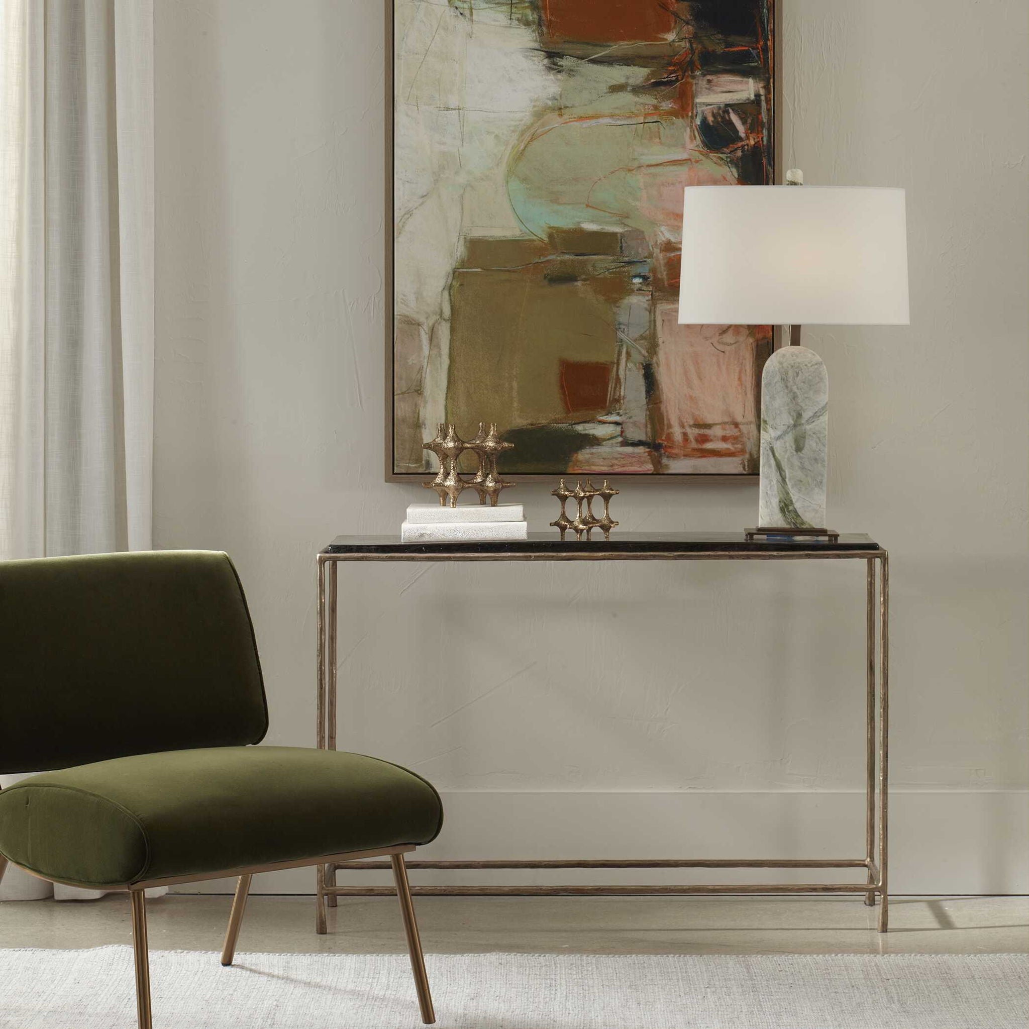 Ovard - Minimalist Metal Console Table - Brass