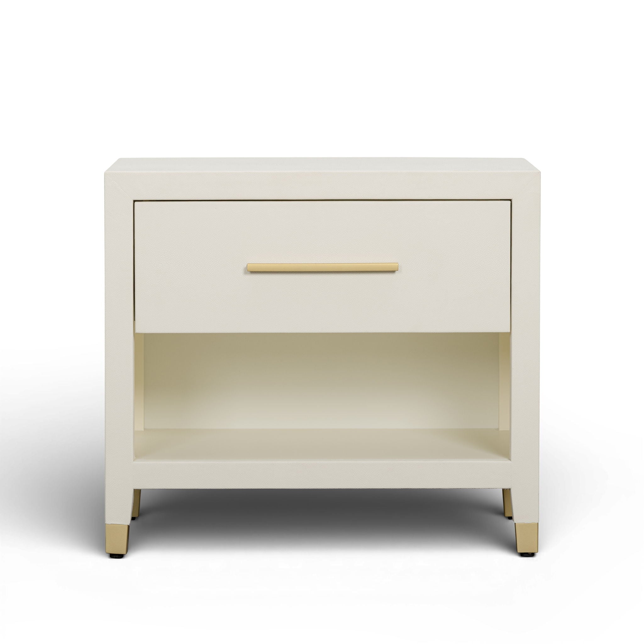 Dani - Faux Shagreen Nightstand With Drawer - Cream