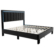 Bed With Channel Tufting And Built In LED Headboard