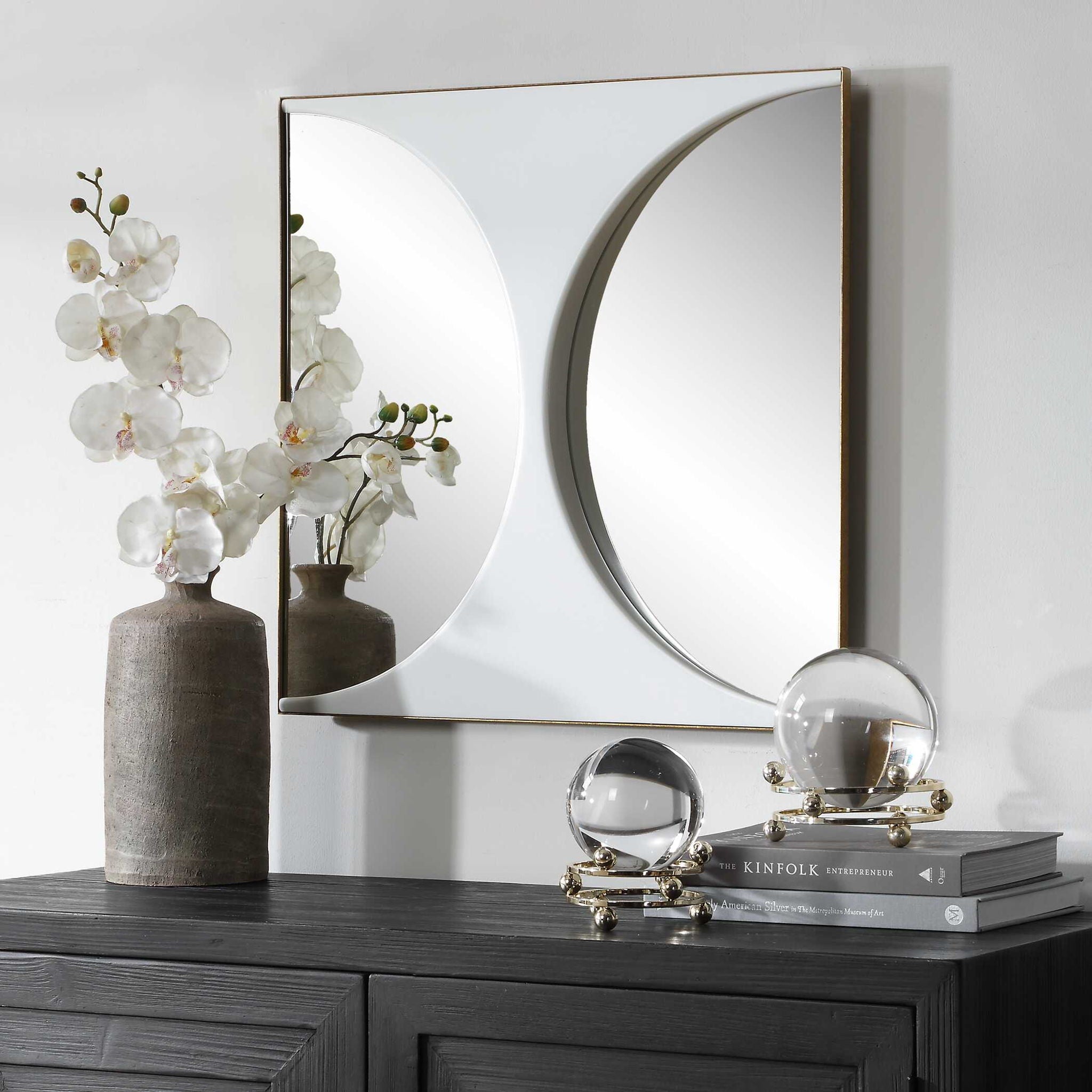 New Moon - Mirrored Wall Decor - White