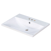 Bathroom Vanity Top, Rectangular Undermount Sink With 3 Faucet Holes, 4" Centerset Compatible - White