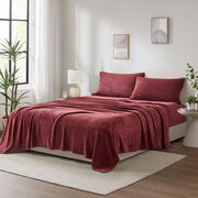 Soloft Plush - 3 Piece Twin Micro Plush Sheet Set - Burgundy