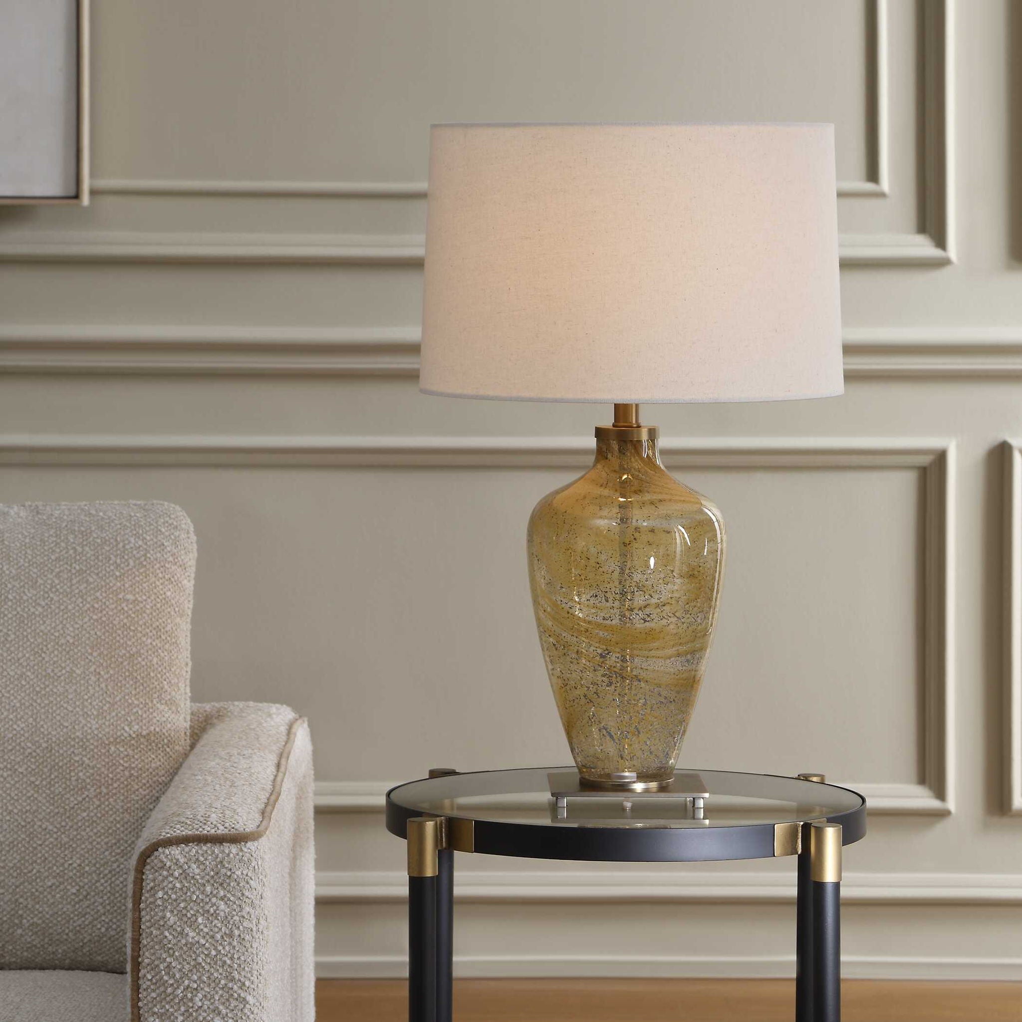Rainer - Blown Glass Table Lamp - Brown / White