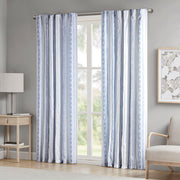 Veronica - 50x95" Poly Printed Curtain Panel With Tufted Stripe And Lining - White / Navy