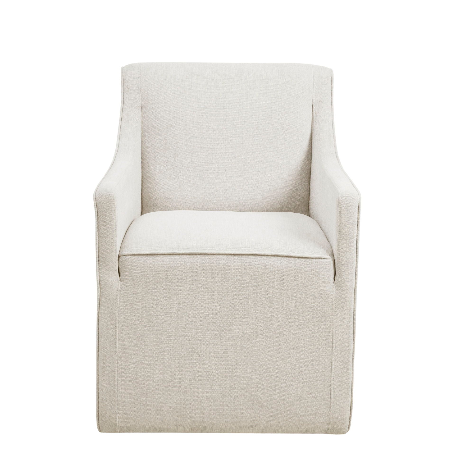 Charlotte - Slipcover Dining Arm Chair With Casters - Cream