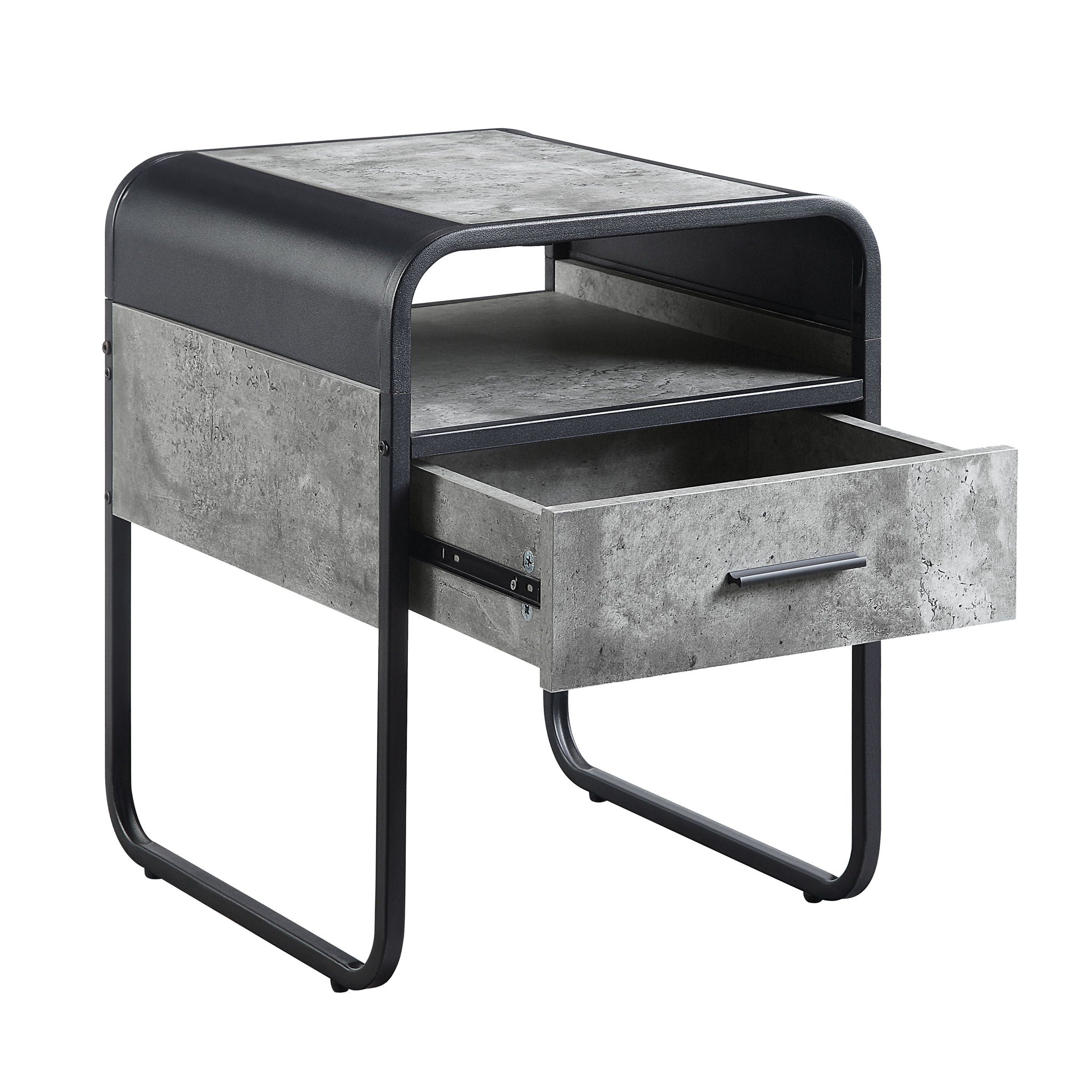 Raziela - End Table With Drawer - Black / Gray