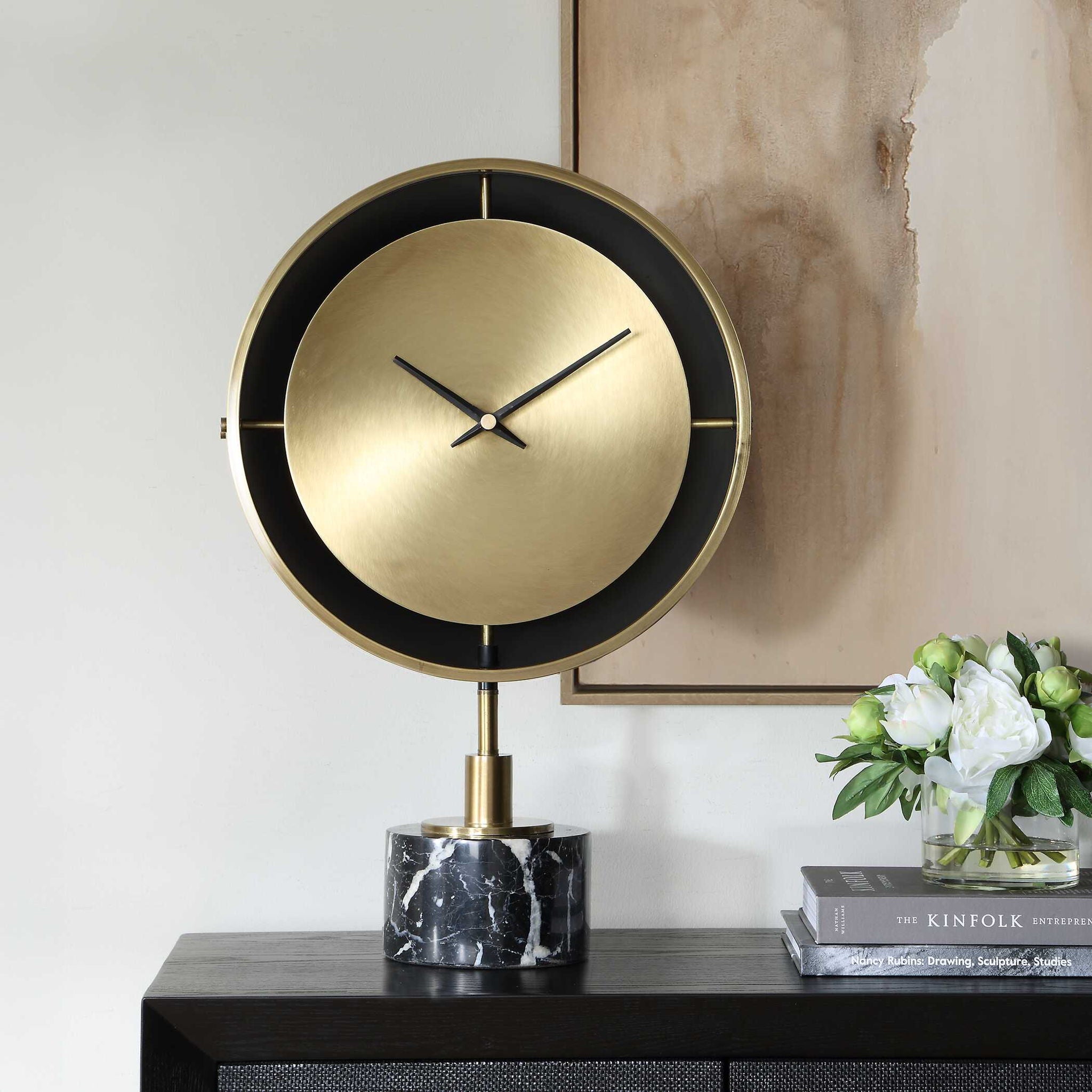 Velar - Modern Table Clock - Black / Gold