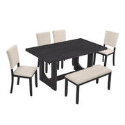 Dining Table Set, Rectangular Kitchen Table With Upholstered Chairs