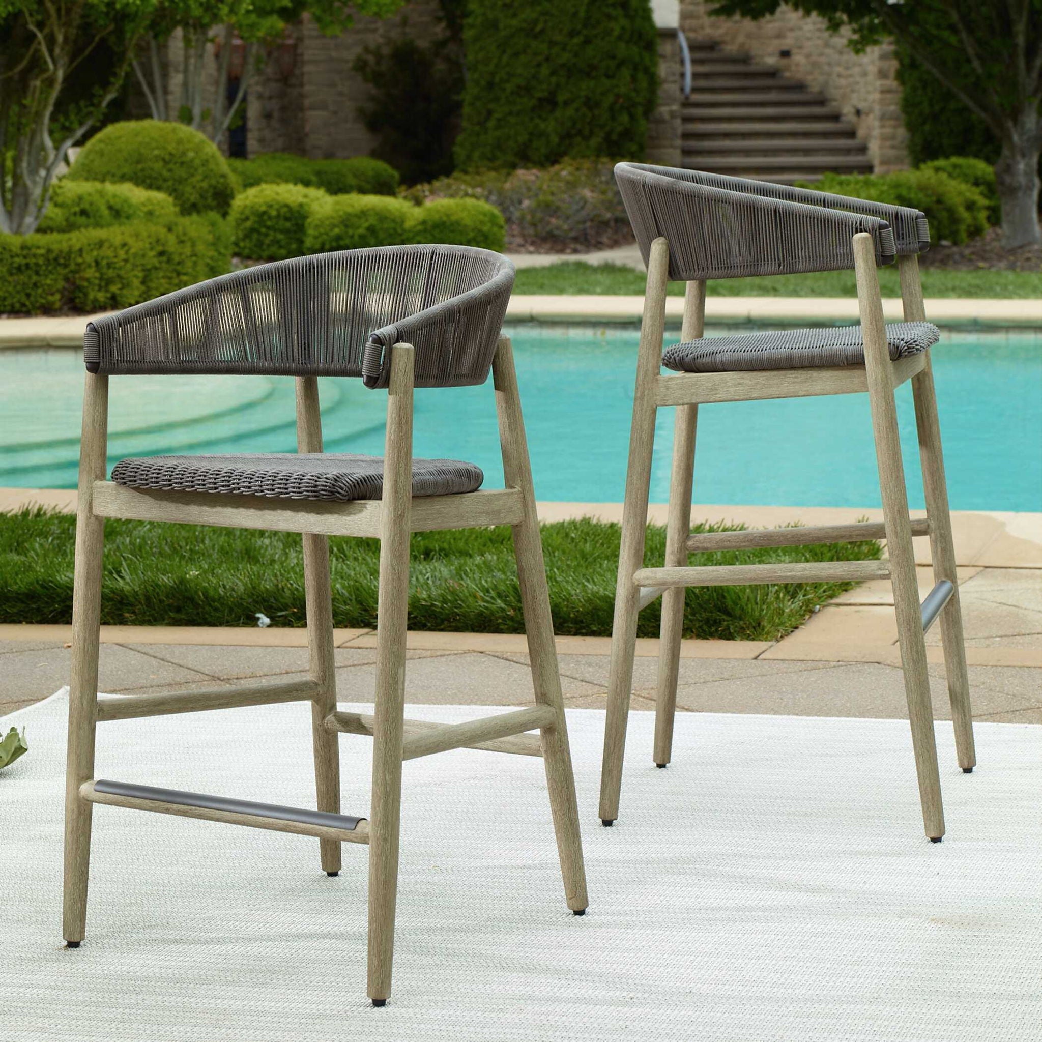 Dermott - Outdoor Bar Stool - Brown / Dark Gray