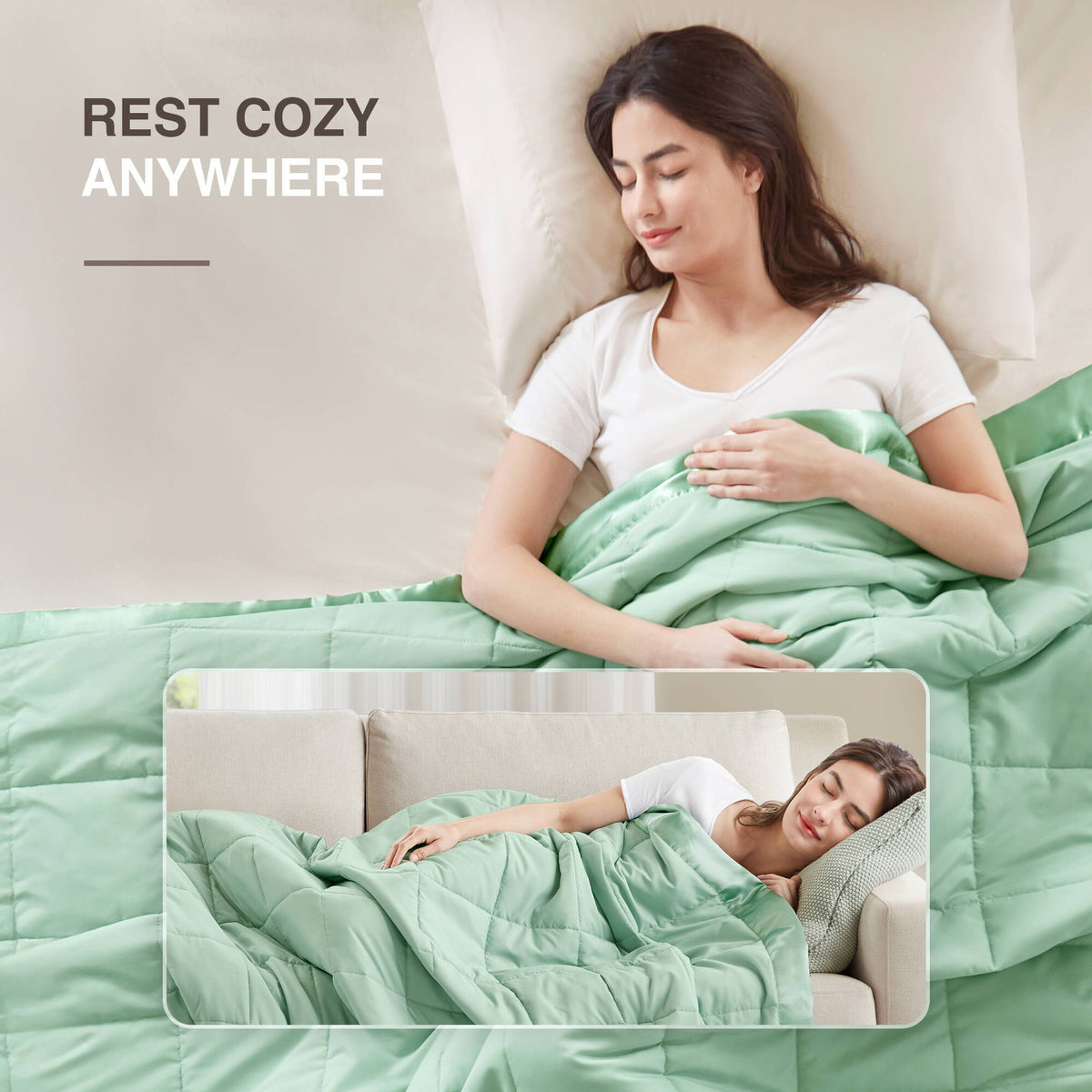 Windom - King All Season Hypoallergenic Blanket With 3M Scotchgard - Seafoam